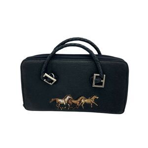 Horse Travel Wallet Purse The Gallery Collection Women's Black Double Handles